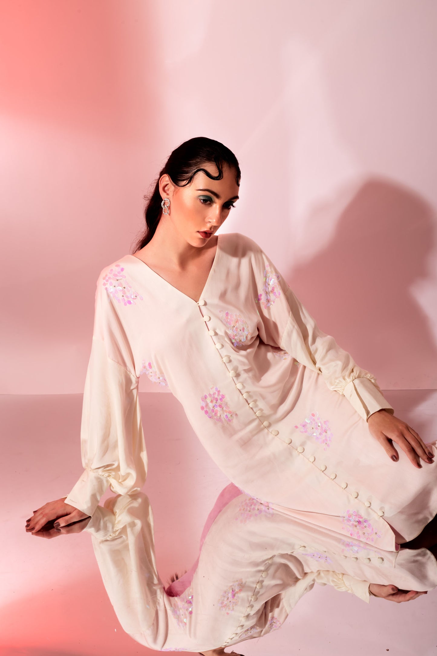 Bloom - Cream, Pink Dress