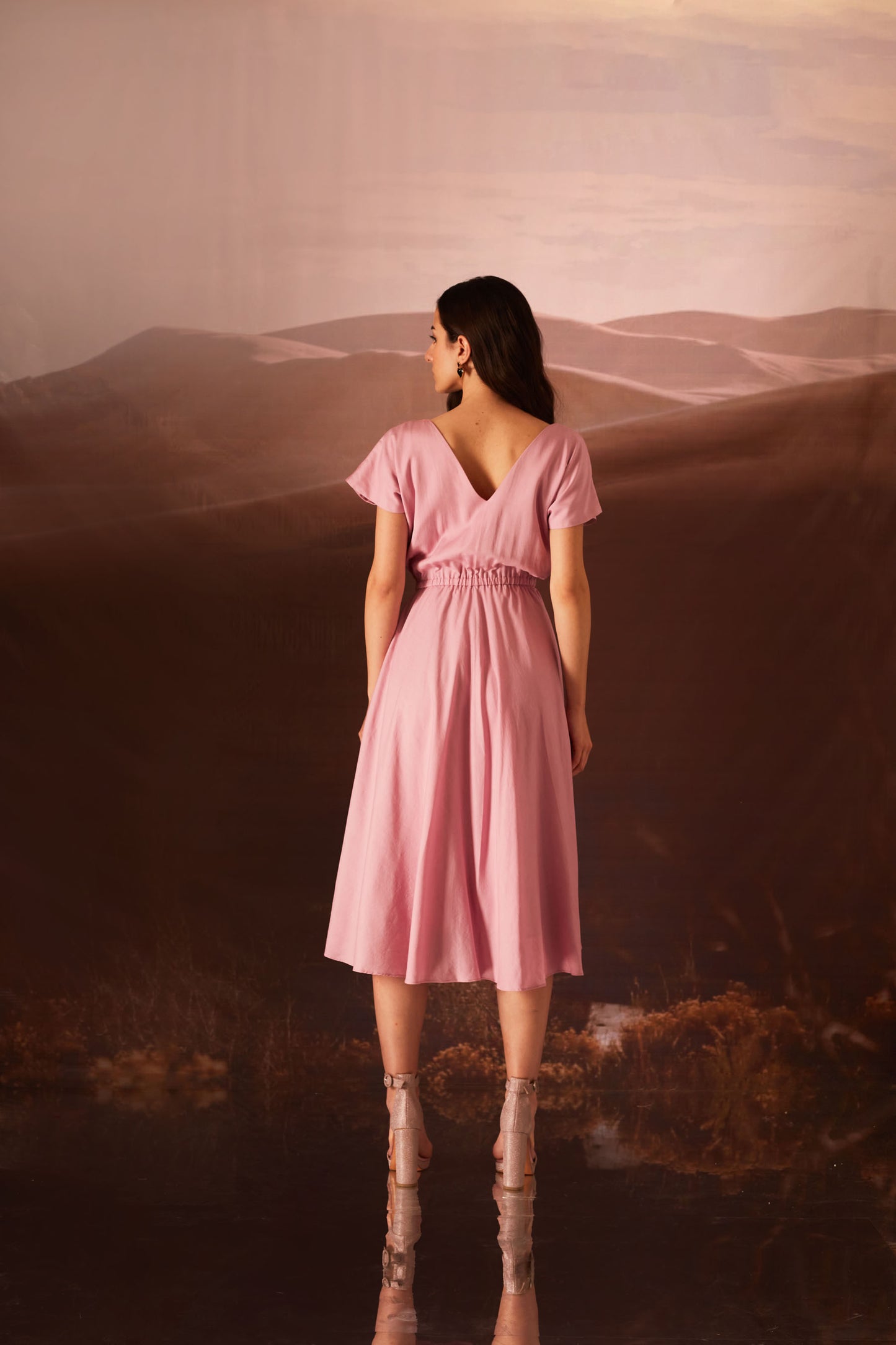 Rosie- Pink And Cement Grey Dress