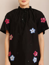 Floral Colour Black Top