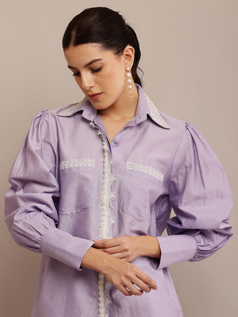 Collar Pearl Lilac Top