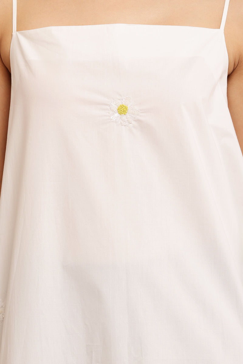 Yellow Blossom White Dress