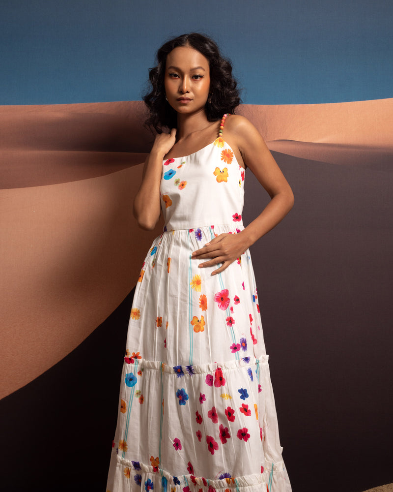 Elysian Bloom bubble strings Maxi Dress