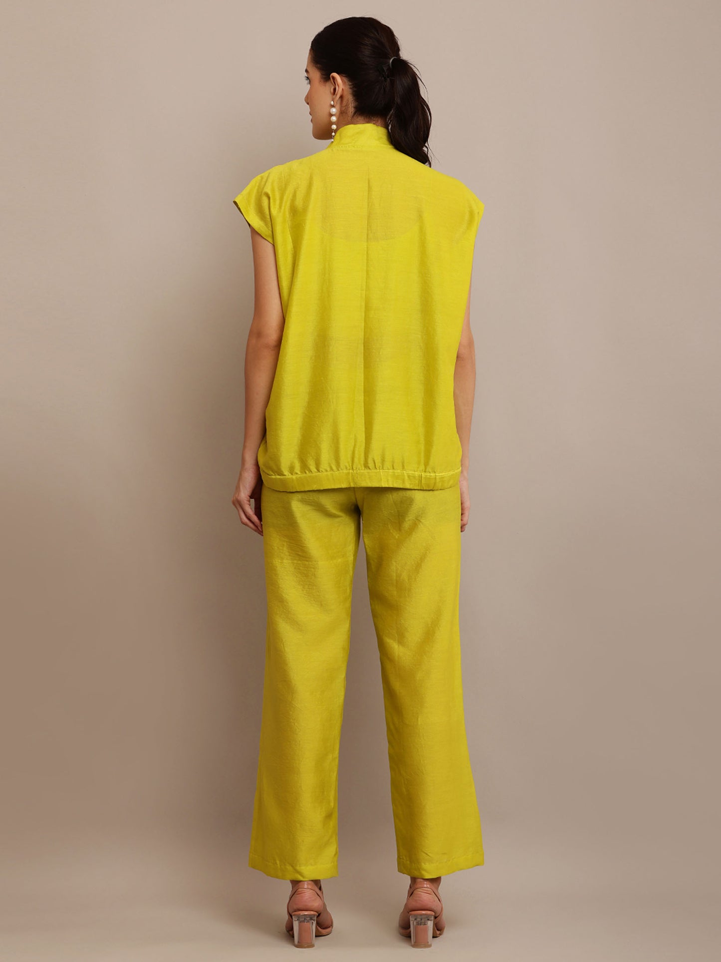 White Floral Lime Pant