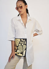 White cotton oversized asymmetric shirt