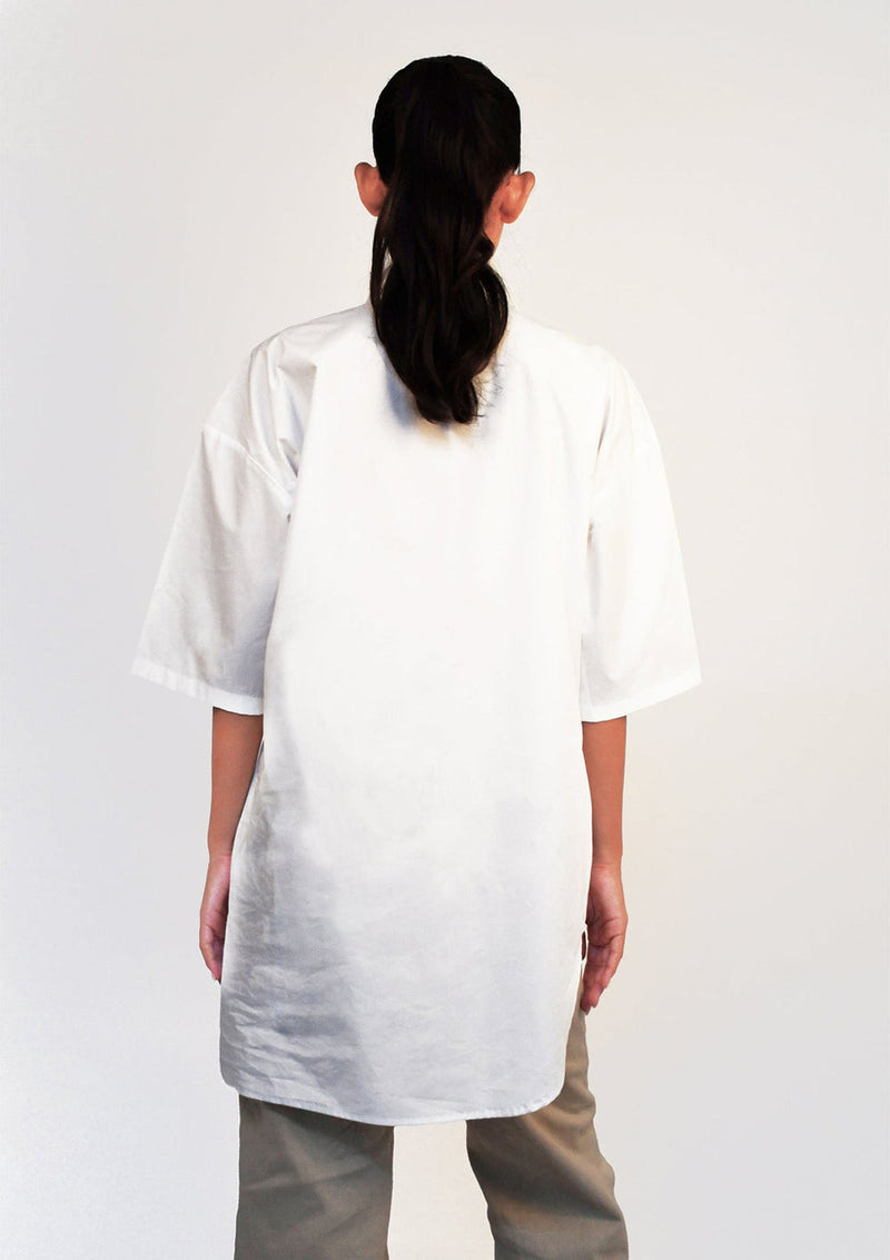 White cotton oversized asymmetric shirt