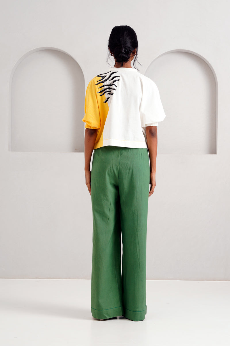 White Terra - Tiger Top + Pleated Long Pants