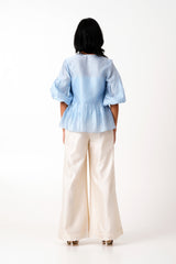 Ice Blue Toni Set - Multi Knot Peplum Top with Slip + Pants