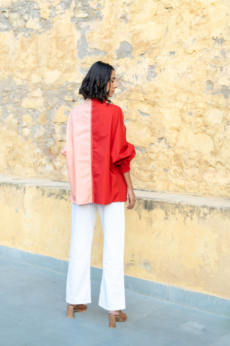 Lily Shirt Red & Peach