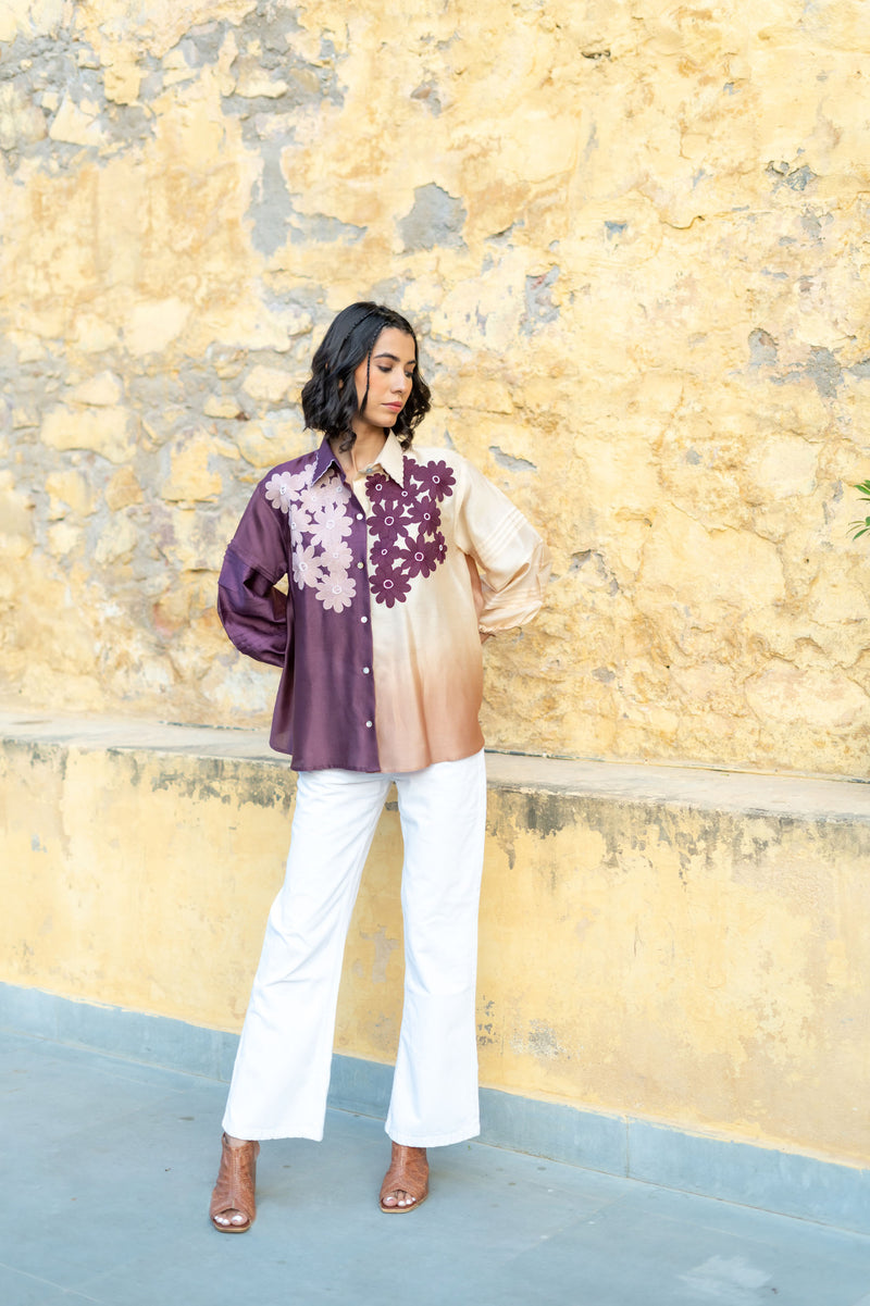 Monarch Shirt Purple & Beige