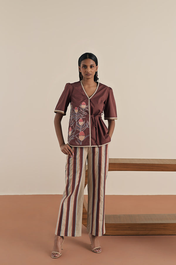 Sicily sangria top with rosemary stripe pants