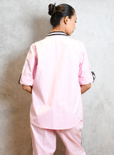 Pink cotton shirt and straight pants