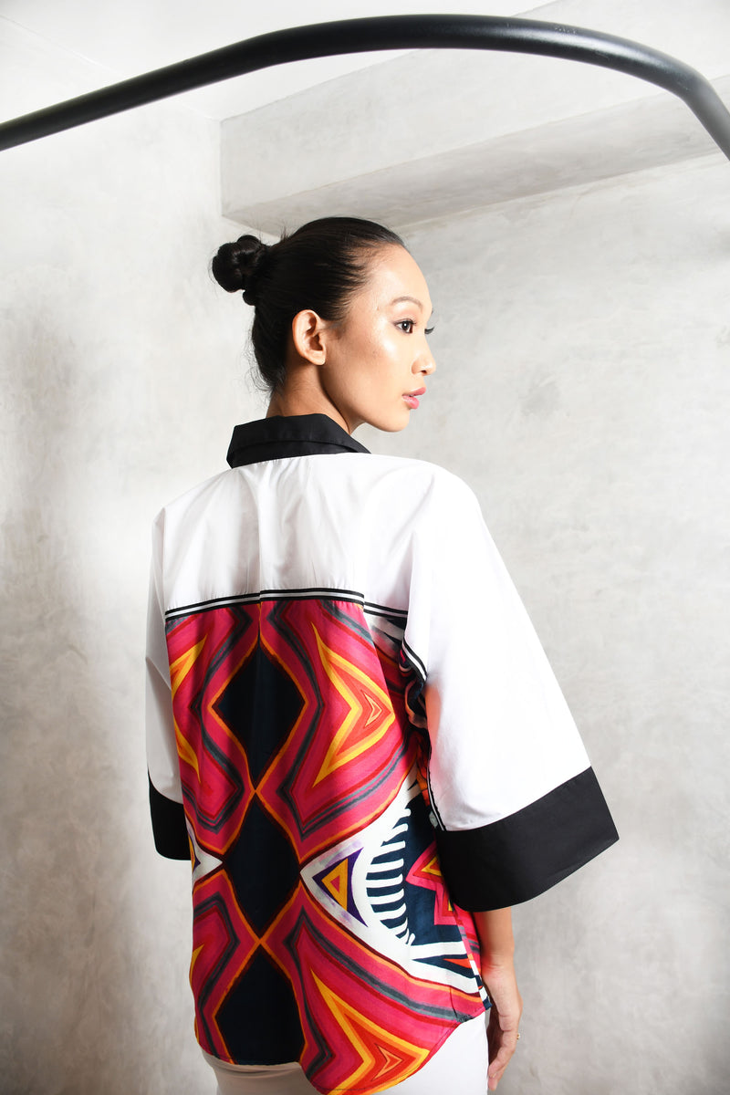 Printed poncho shirt