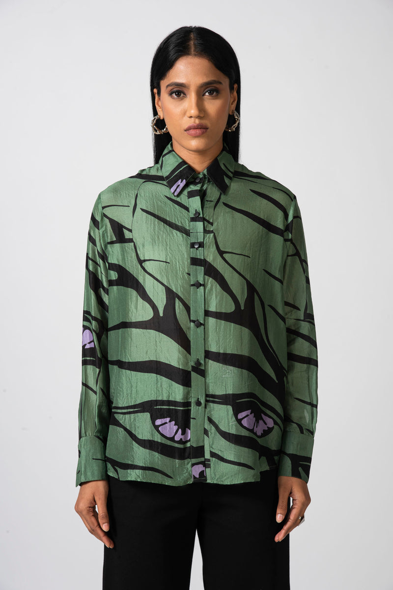 Emerald Flow Silk Shirt