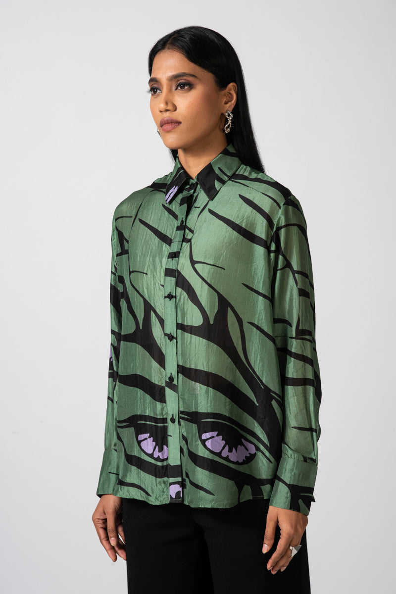 Emerald Flow Silk Shirt