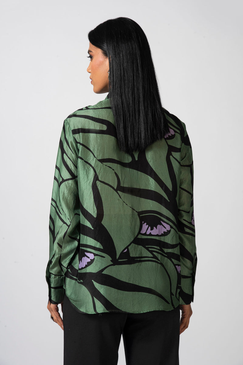 Emerald Flow Silk Shirt