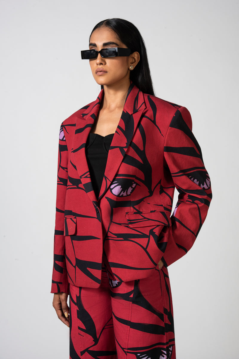 Flaming Ruby Straight Cut Blazer