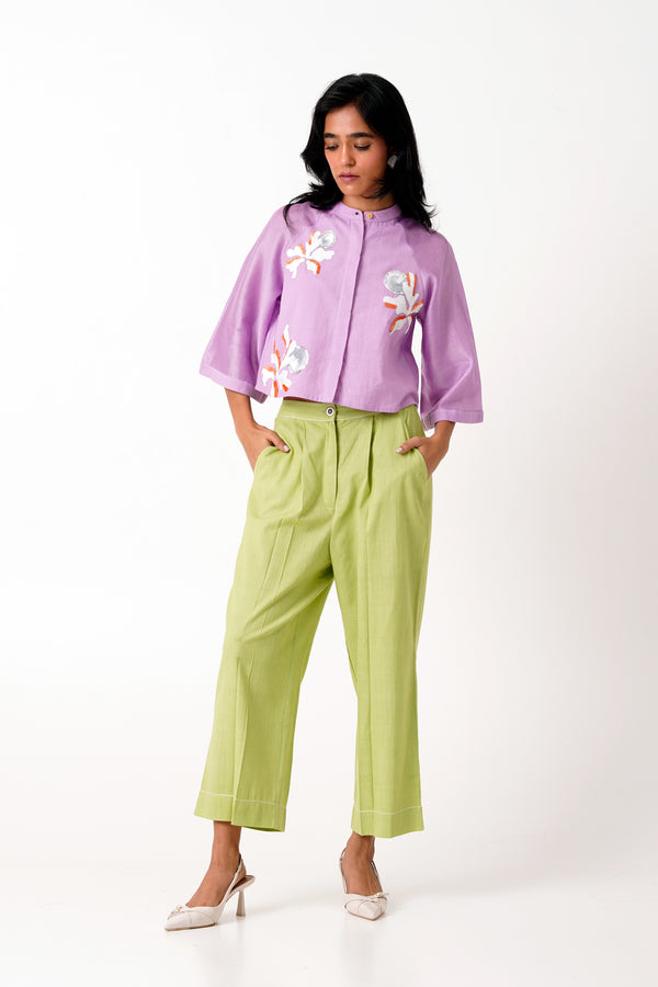 Zola - Raglan Sleeve Crop Shirt + Ankle Pants