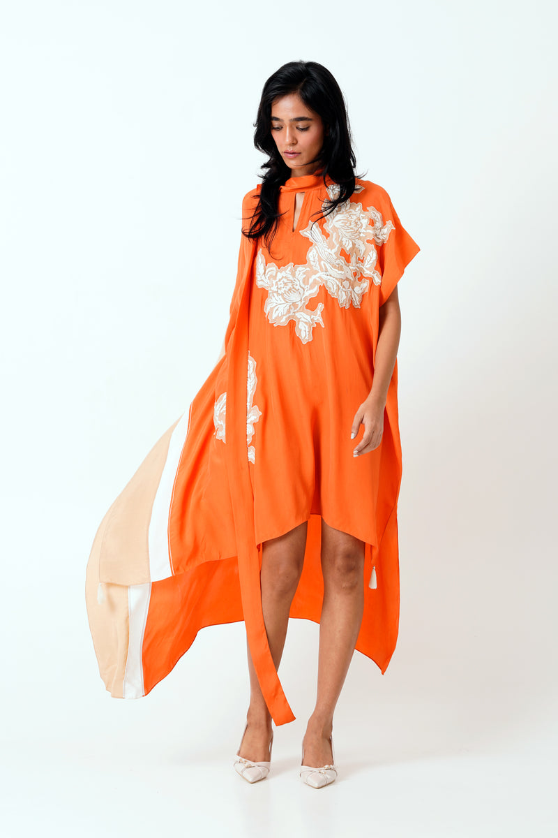 Sunset Orange Nante - Scarf Kaftan Dress