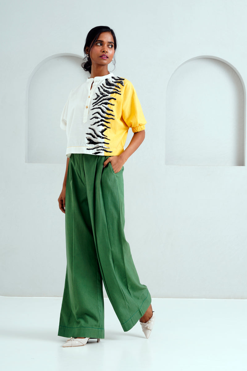 White Terra - Tiger Top + Pleated Long Pants