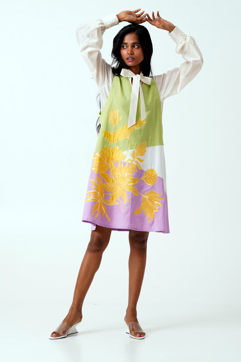 Multi Melody - Neck Tie Shirt + Short Dress