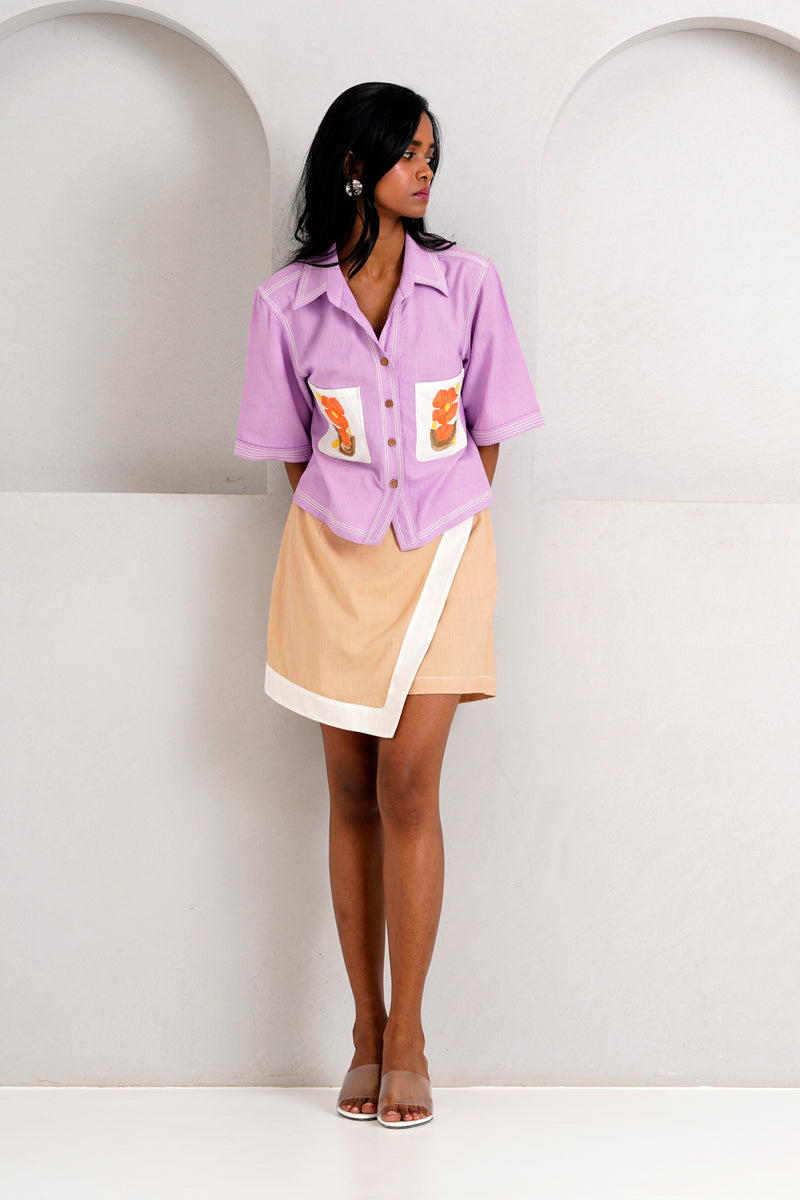 Romy & Tom - Lavender Pocket Crop Top + Latte Skort