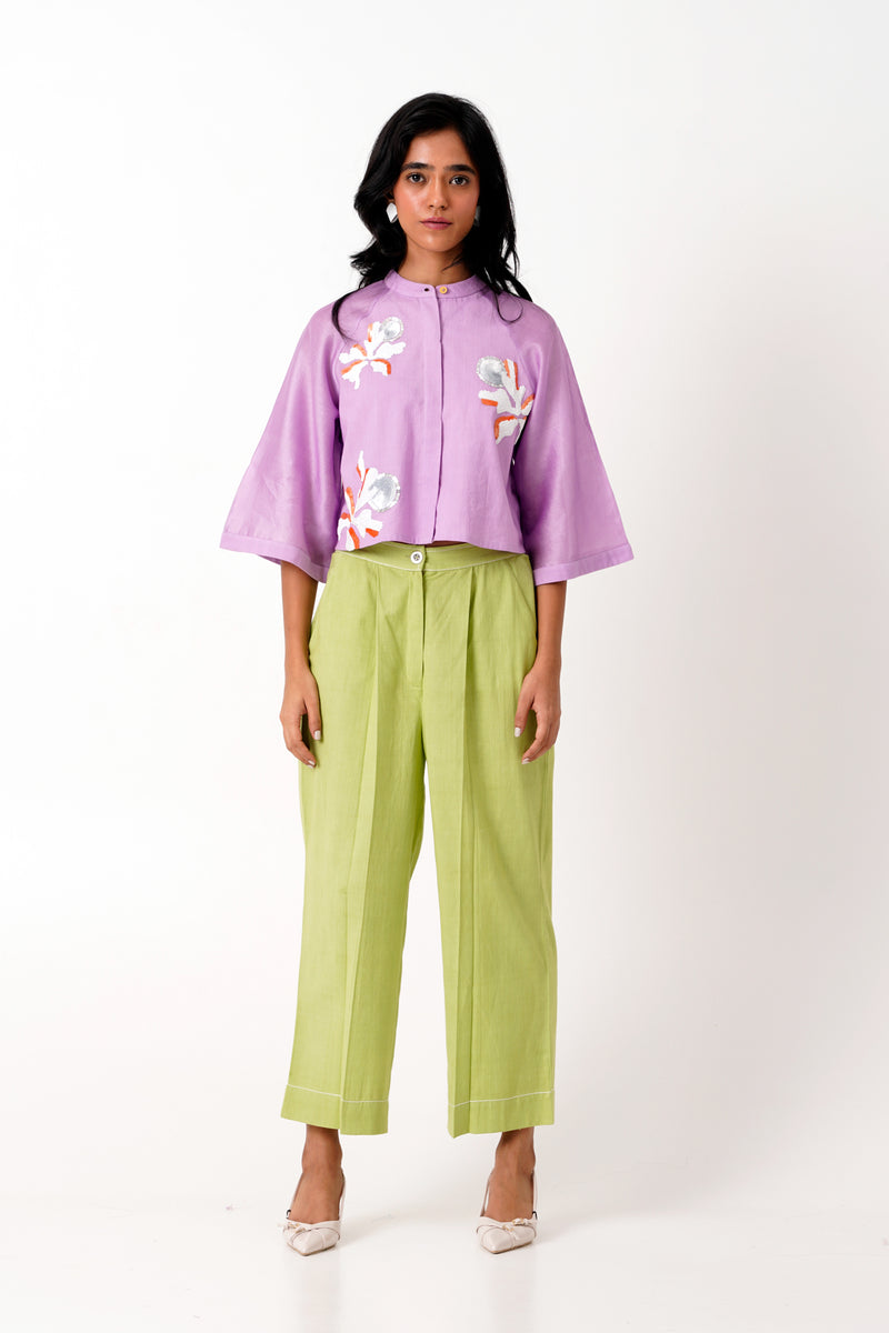 Zola - Raglan Sleeve Crop Shirt + Ankle Pants