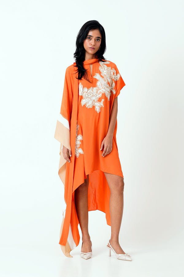 Sunset Orange Nante - Scarf Kaftan Dress