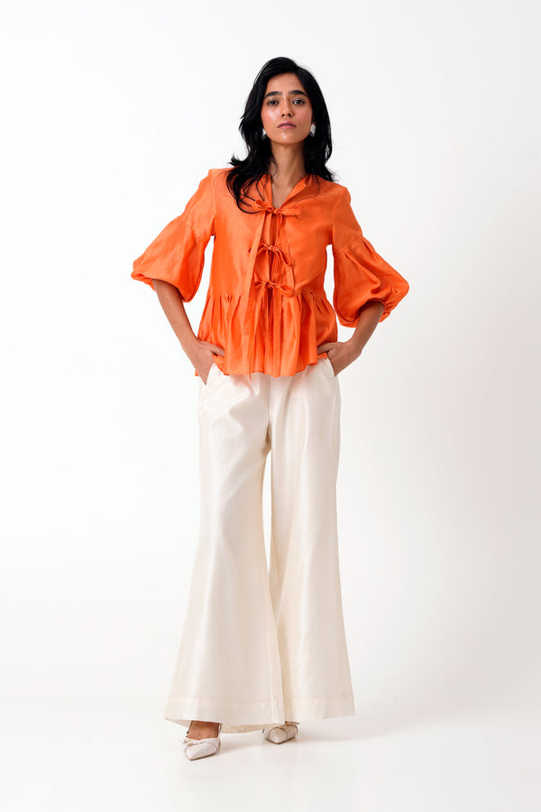 Sunset Orange Toni- White pants