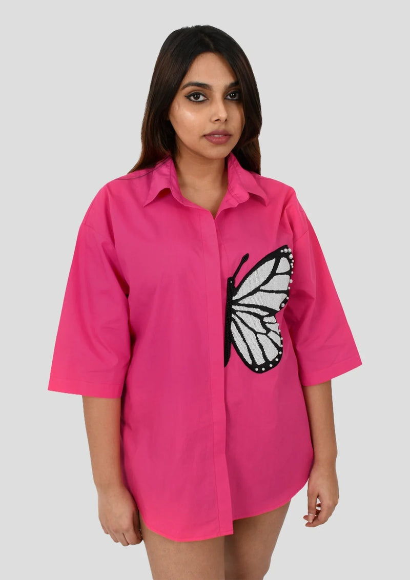 Pink Oversized Cotton Shirt