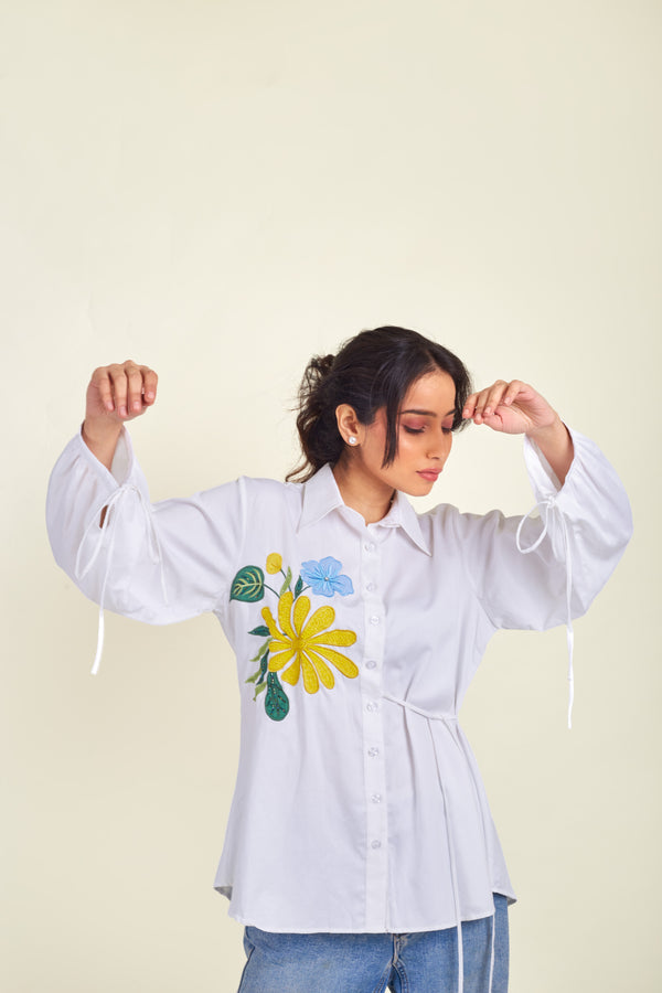 Floral applique shirt