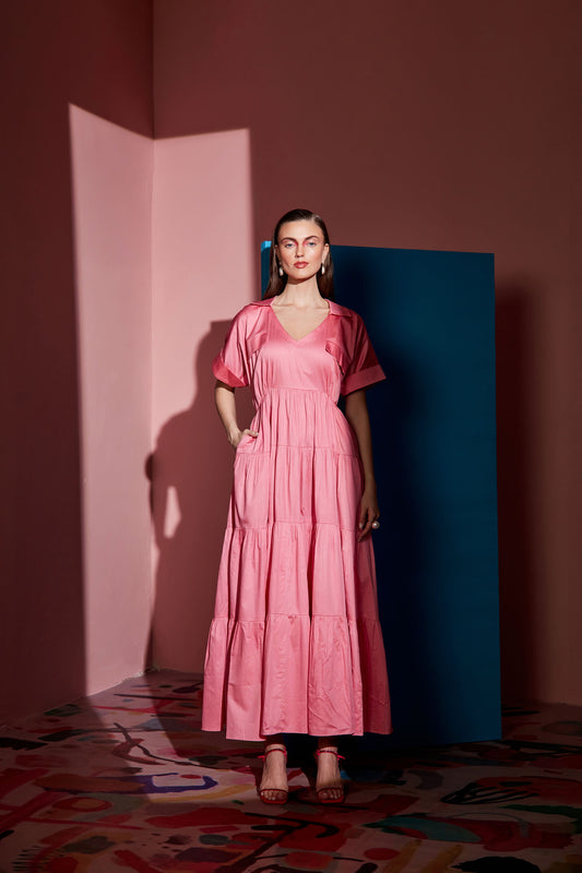 Pink Flat Collar Dress