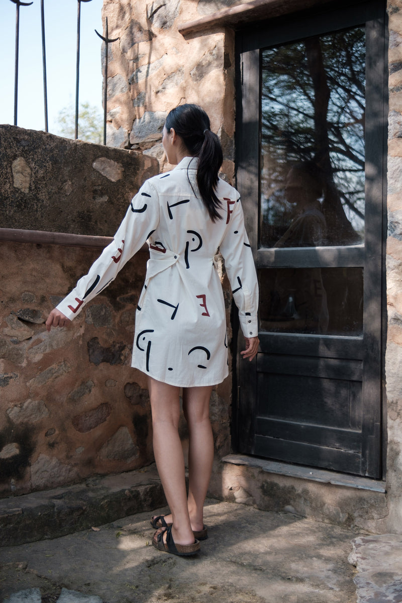 Seattle Wrap Shirt Dress Line Printed