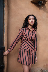 Seattle Wrap Shirt Dress Stripes Printed