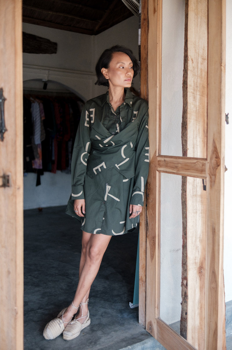 Seattle Wrap Shirt Dress Line Printed