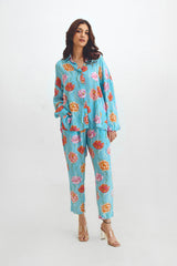 Oversized Shirt + Narrow Pant Co-ord Set In Ishaia