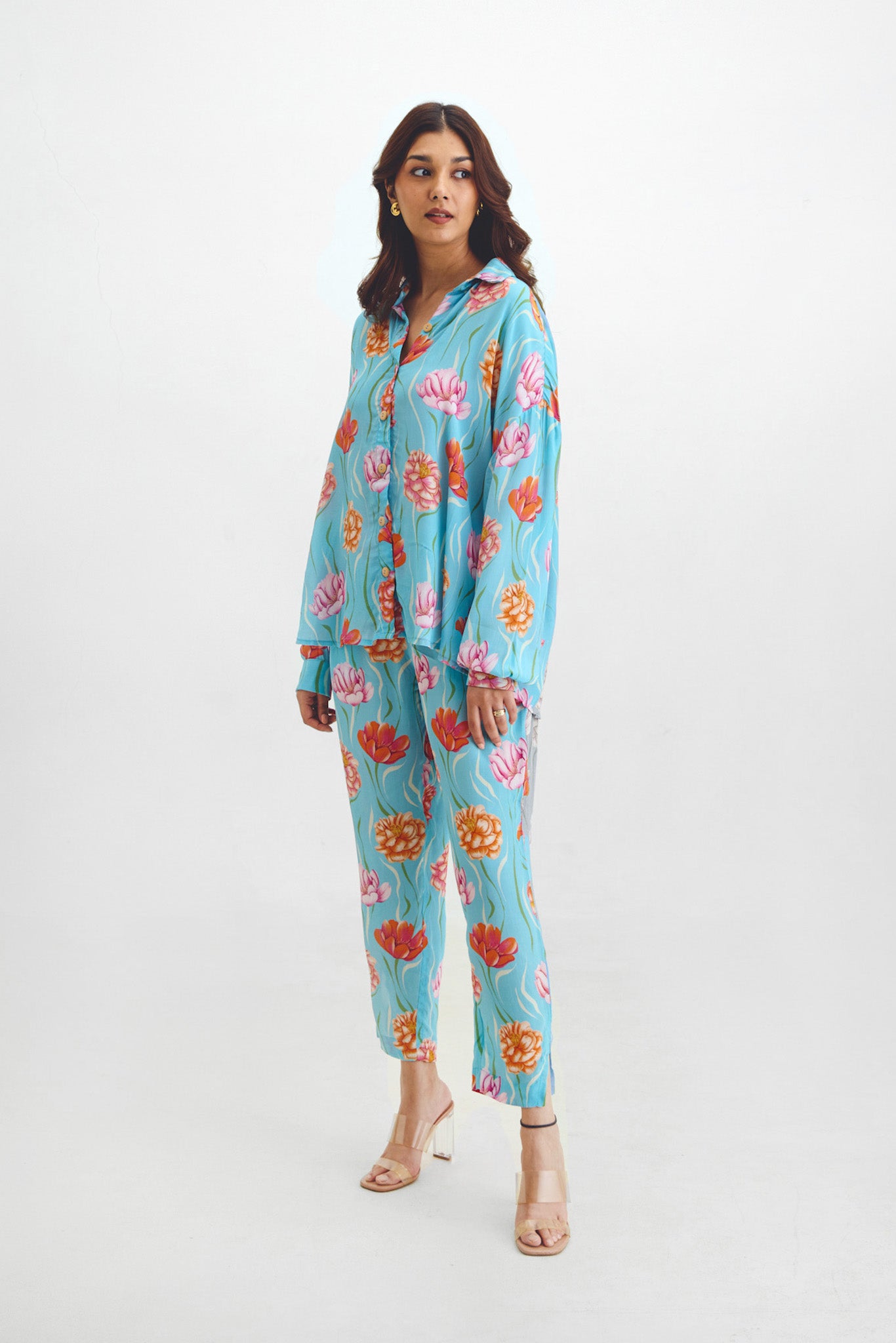 Oversized Shirt + Narrow Pant Co-ord Set In Ishaia