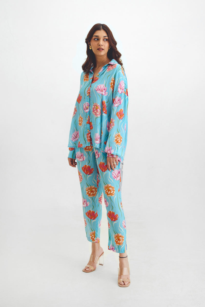 Oversized Shirt + Narrow Pant Co-ord Set In Ishaia