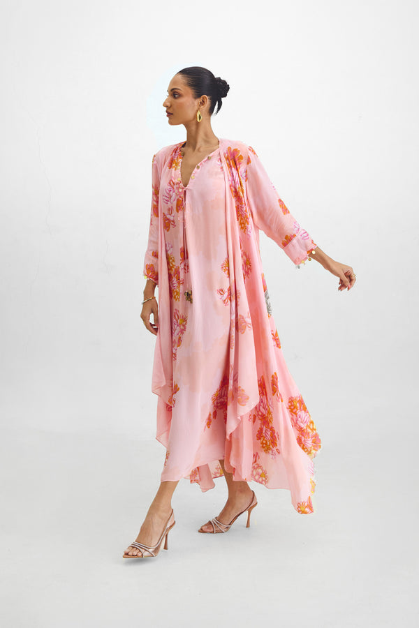 Box Pleated Tunic + Asymmetrical Cape Set In Kyra