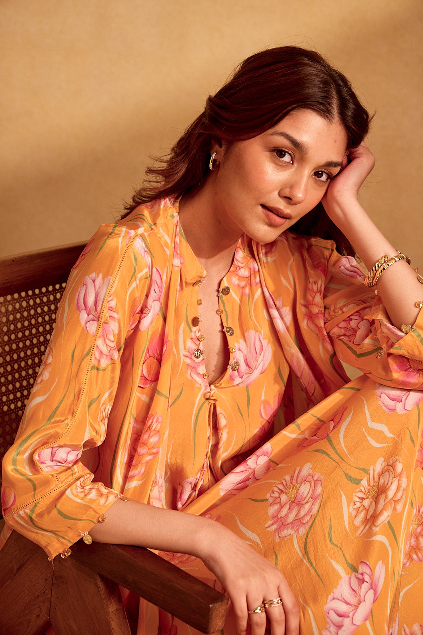 Box Pleated Tunic + Asymmetrical Cape Set In Avya