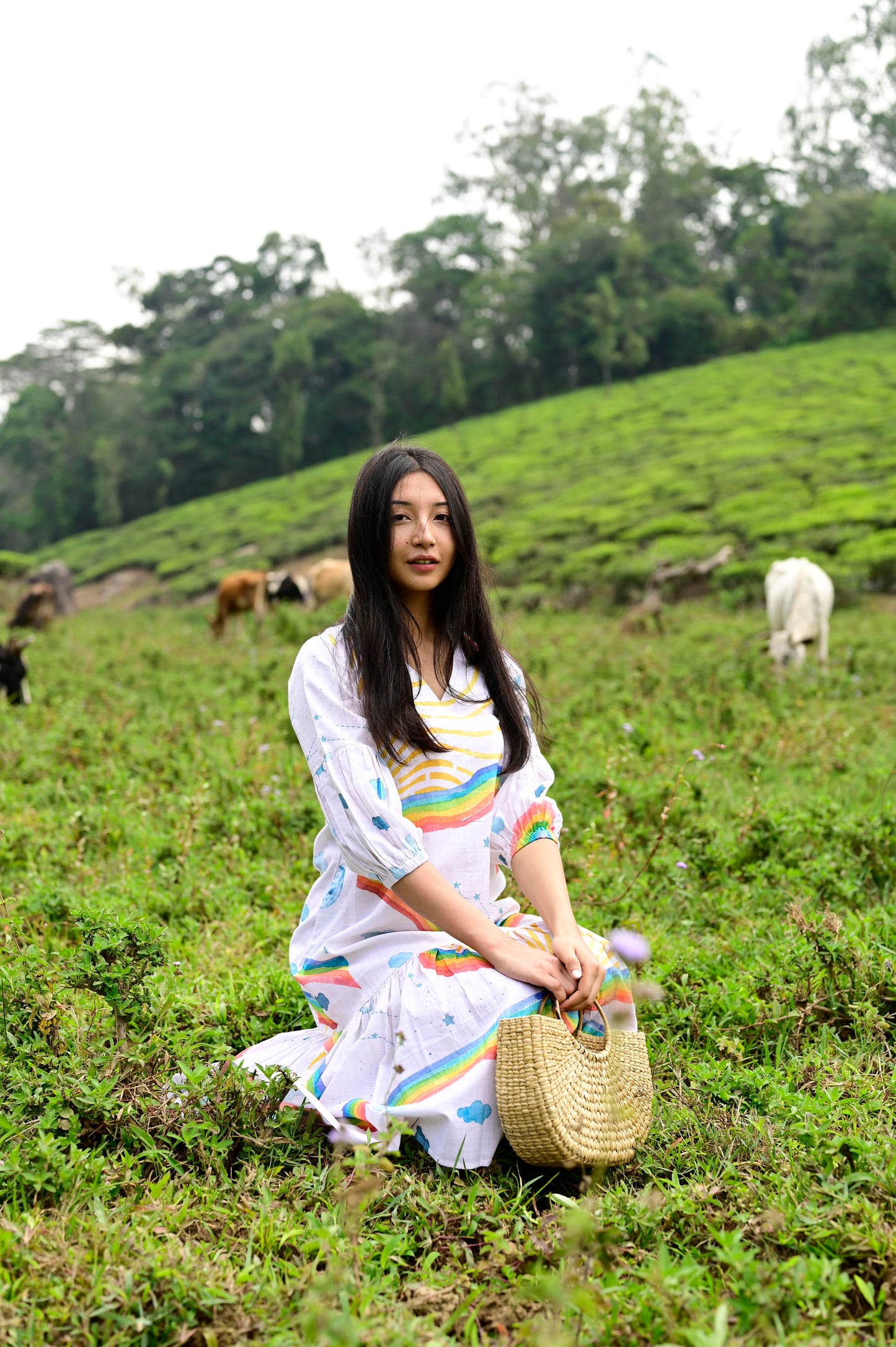 Rainbow Gathered Dress
