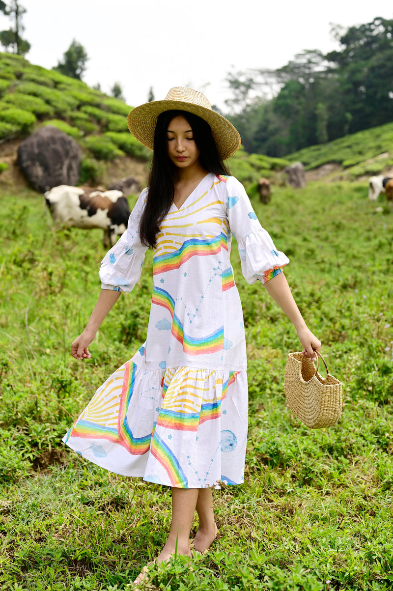 Rainbow Gathered Dress