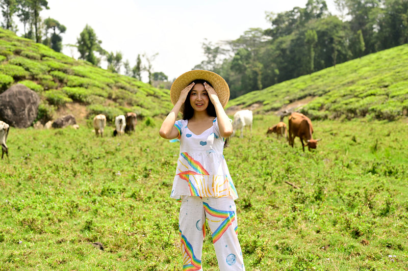 Rainbow Gathered Top