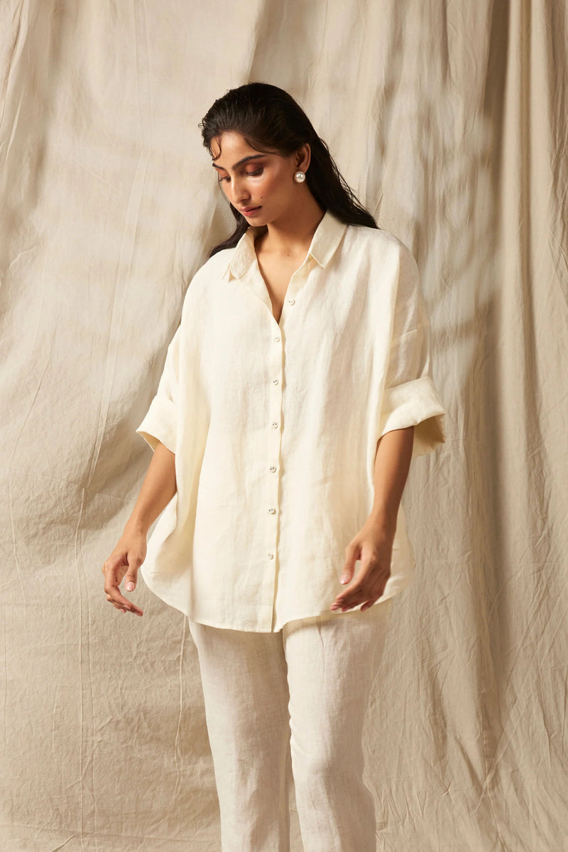 Taj Linen Oversized Flared Shirt Set