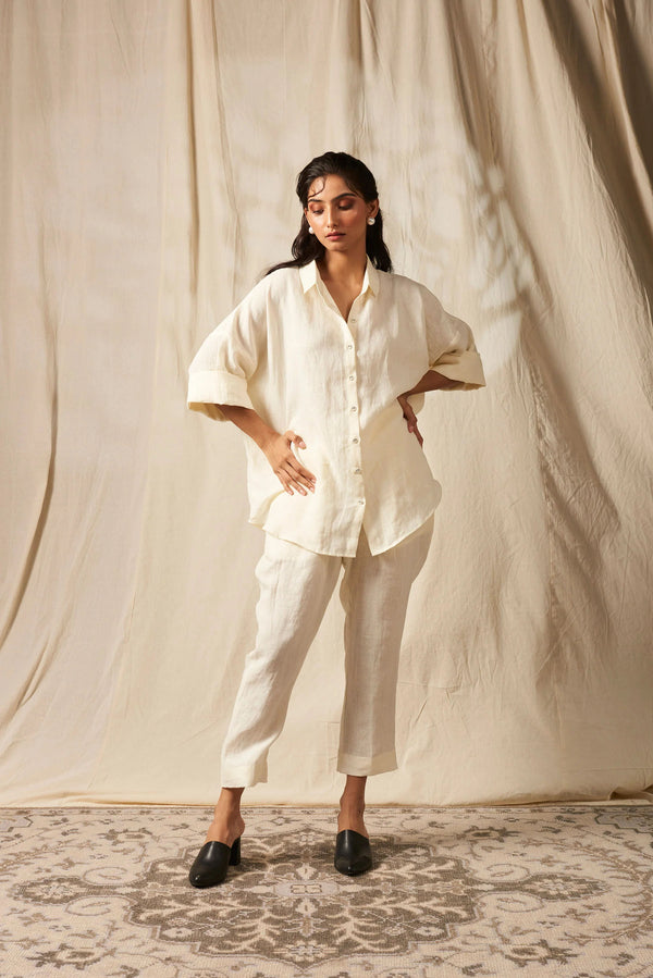 Taj Linen Oversized Flared Shirt Set