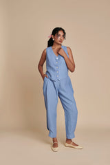 Ashwem Linen Side Pleated Pants