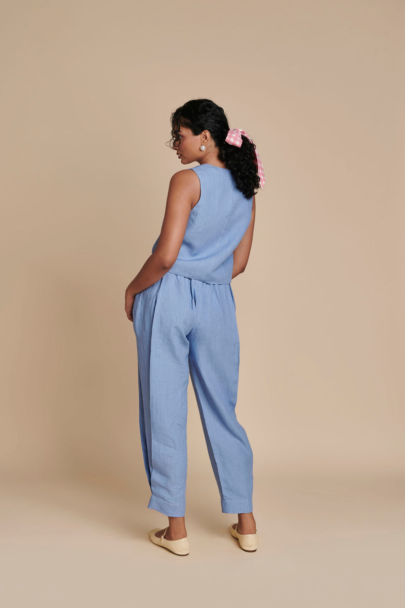 Ashwem Linen Side Pleated Pants