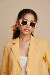 Butterscotch Linen Lapel Collar Shirt Set