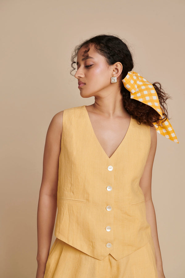 Butterscotch Linen Waist Coat