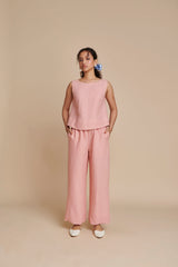 Candy Floss Linen Sleeveless Top & Pyjama Set