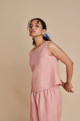 Candy Floss Linen Sleeveless Top & Pyjama Set